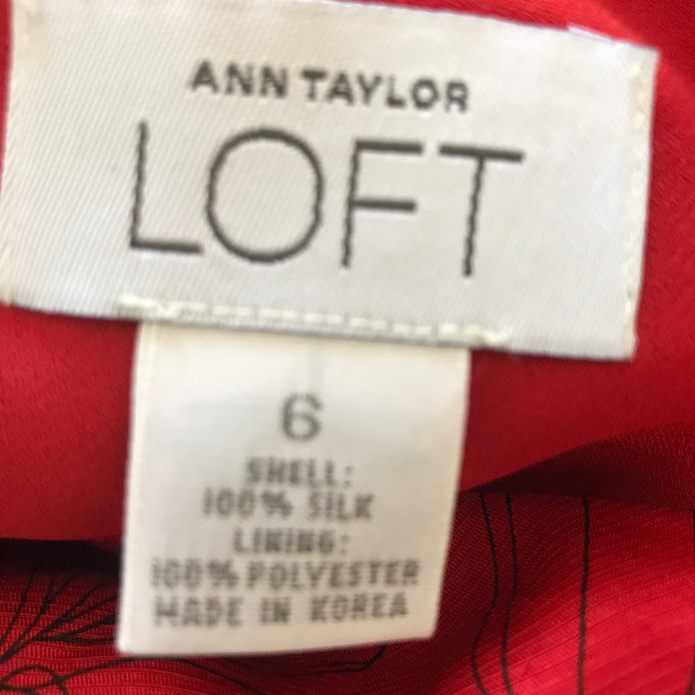 Ann Taylor Loft Red Black Bias Silk Skirt - Picture 5 of 5